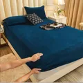 WOSTAR Soft warm plush fitted sheet elastic mattress cover fluffy velvet fleece bed linen winter