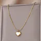 Trendy Heart Necklace For Women Friend Gold Color Stainless Steel Chain White Heart Shell Pendant