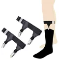 A Pair Men's Black Sock Garters Belt Adjustable Elastic Sock Suspenders Braces Holders Non-slip