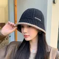 Women's Hat Winter Warm Knit Bucket Hat Warm Fisherman Hats Female Fashion Korean Beanie Lady Retro