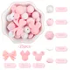 25Pcs/Set Baby Silicone Beads Set Hexagonal Mouse Shape Teething Beads Teether For Pacifier Chain