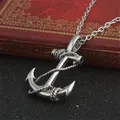 Zkceenier Anchor Necklace Rope Chain Pirate Style Necklace Pendant Punk Necklace with Rope Chain
