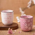 Pink Japanese Style Vintage Sakura Tea Cup Kawaii Cherry Blossoms Teaware Exquisite Home Water Cup