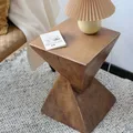 Lightweight Concrete Accent Table Modern Geometry Side Table for Indoor and Outdoor Small Bedside