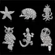 2022 Silver Color Rhinestone Animal Owl Brooch For Women Pins Lizard Starfish Hedgehog Octopus Kids