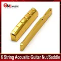 6 String Slotted Brass Gold Plated Acoustic Guitar Nut and Bridge Saddle Guitar Parts Gold