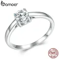 BAMOER Moissanite Ring for Women 925 Sterling Silver with Platinum Plated Engagement Ring Solitaire