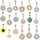 1/2PCS Sunflower Belly Button Ring 14G Surgical Steel Lotus Flower Belly Piercing Ring Opal Sexy