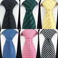 New Men's Ties 8cm Striped Grid Black Red Pink Grey Ties for Formal Business Luxury Wedding Party