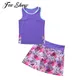 Kids Tennis Skirt Set for Girls Children's Clothing Sport Suit Racer Back Top Built-in Shorts Set