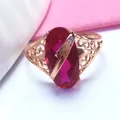 585 purple gold plated 14k rose gold ruby large oval exquisite exaggerated luxury jewelry adjustable