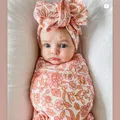 Flower Print Baby Swaddle Wrap New Born Photography Props Baby Blankets Newborn Items Babies