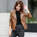 M-5XL New Women Leather Jacket Spring 2023 Fashion Solid Color Slim Short Sheepskin Coat Moto&Biker