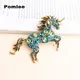 Pomlee Green Blue Rhinestone Horse Brooches For Women Unicorn Brooch Dual purpose brooch Animal