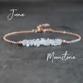 Raw Moonstone Bracelet Raw Crystal Bracelet Rainbow Moonstone Bracelet June Birthstone Bracelets