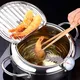 Japanese Deep Fryer With Thermometer and Lid 304 Stainless Steel Kitchen Tempura Fryer Pan Fryer