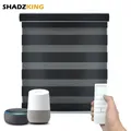 Shadzking Luxury Zebra Blinds Motorized for Window Blinds Roller Day and Night Privacy Protection