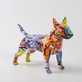 Creative Art Colorful Bull terrier Small English Resin Dog Crafts Home Decoration Color Modern