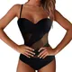 Black Sexy Net One Piece Swimsuit Closed Female Swimwear Push Up Body Women's Swim Wear Bathing Suit