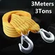 3M 3Tons Car Towing Rope Tow Strap Nylon Alloy Steel Hook Emergency Rescue Tools Accessories For