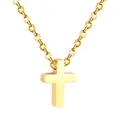 Simple Generous Crucifix Shape Pendant Necklace For Women Stainless Steel Metallic Textures Fashion