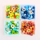 50Pcs/set Silicone Beads Pacifier Chain Hexagon Clips Set Flower Shape Teething Beads Newborn