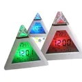 Digital LED Alarm Clock 7 Colors Backlight Changing Night Light Pyramid Shape Table Clocks Time Date