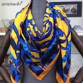 100% Twill Silk Scarf Scarves For Women Hijab Design Print Chain Square Silk Scarves Shawls