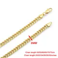 24k Gold Jewelry 8mm 20-30 Inch Hip Hop Men Necklace Chains Fashion Gold Color Filled Curb Cuban