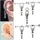 1Pc Gothic Punk Skull Grunge Industrial Barbell Stud Earrings Straight Barbell Ring Cartilage