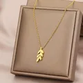Stainless Steel Necklaces Boho Plant Wheat ears Pendants Chains Choker Fashion Male Necklace For