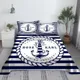 Boat Anchor Blue And White Stripes Bed Sheet Set 3D Printed Navy Bed Flat Sheet With Pillowcase Bed