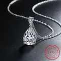 14K White Gold 2 Carat Pear Teardrop Cut D Color Moissanite Diamond Necklace With Certificate Fine