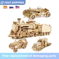 Robotime Rokr Wooden Mechanical Train 3D Puzzle Car Toy Assembly Locomotive Model Building Kits for