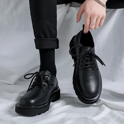 Luxury Men Work Clothes Shoes Lace Up Small Black Shoes Men Shoes Comfortable Thick and Soft Bottom