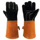 Leather Welding Protection Gloves Heavy Duty Black Welding Gauntlets Welders Cowhide Gloves Protect