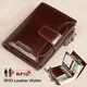 Men's Genuine Leather RFID Blocking Trifold Wallet Short Vintage Multi function Credit Card Holder