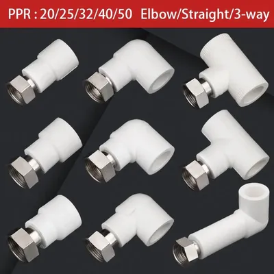 PPR Pipe 20/25/32/40/50 Live Union Connector Copper 1/2"3/4"1"1.2" Female Thread Straight/Elbow/3 way Water Heater Pipe Fittings