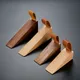 1pc Solid Wood Door Stopper Non-Slip Stop Baby Protect Leather Rope Wedge Anti-collision Creative