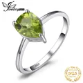 JewelryPalace Pear 1.3ct Natural Green Peridot 925 Sterling Silver Solitaire Ring for Woman Gemstone