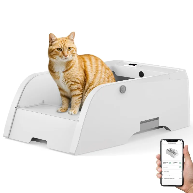 3.0 Automatic Cat Litter Box Self Cleaning, Upgraded Automatic Cat Litter Box Self Cleaning That Can Use Clumping Cat Litter