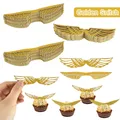 50Pcs Wings Chocolate Cake Party Gold Decoration Wizard Topper Golden Wing Cupcake Toppers Snitch