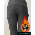 Winter Thicken Horse Riding Pants Women with 2 Pockets Full Seat Grip Rider Leggings Sports Tights