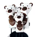 Golf Wood Cover White Bear Golf Club Head Cover for Driver Fairway Hybrid Waterproof Protector PU