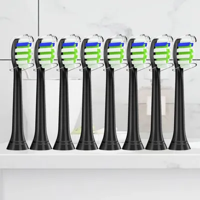 8Pcs Black Toothbrush Heads for Philips Sonicare Electric Toothbrush C3 C2 C1 4100 5100 6100 HX9023