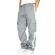 Men Drawstring Side Stripe Casual Joggers Pants Big Pocket Sweatpants Cargo Loose Active Sport