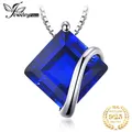 JewelryPalace 3.3ct Square Created Blue Sapphire 925 Sterling Silver Pendant Necklace for Women