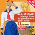 MRHALLCOS Anime Sailor Venus Minako Aino Moon Crystal school uniform Outfits Costume Halloween JK