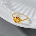 LAMOON Vintage Bijou Wedding Engagement Ring For Women Natural Citrine Gemstone Rings 925 Sterling