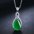 Real S925 Sterling Silver Women's 45cm Necklace Natural Corundum Pendant Jade Turquoise Collarbone
